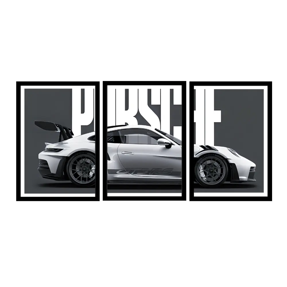 Djane Studio GT3 RS Wall Frame Set | Premium Wall Art for Living Room, Bedroom, Office & Gaming Room | Modern Home Décor | Pack of 3 | Size 12x18 Inch